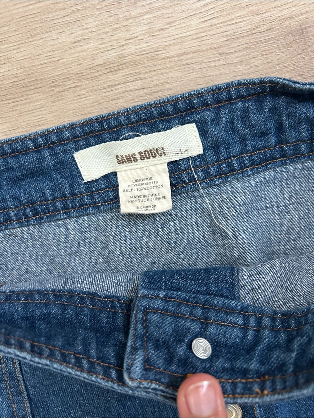 Sans Souci Dark Blue Button-Front Denim Mini Skirt - Picture 3 of 4